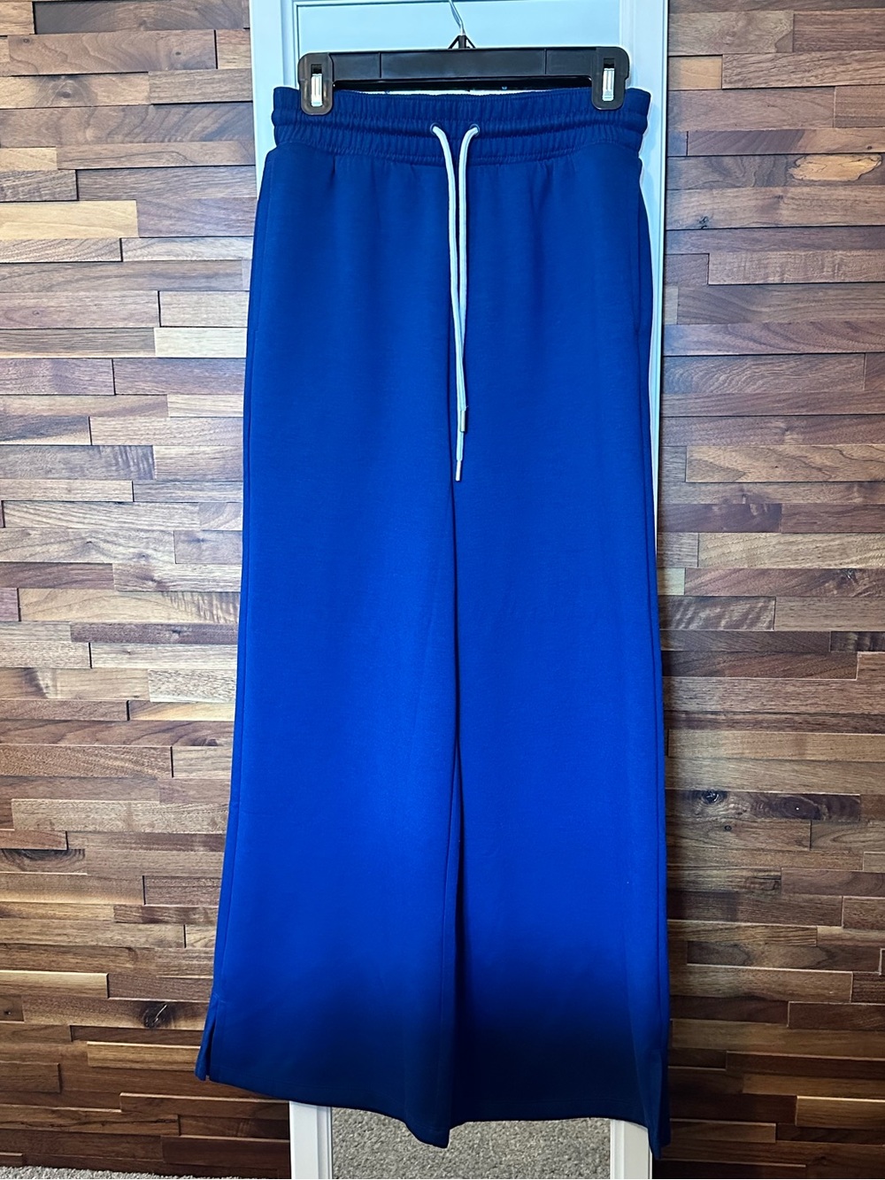 EUC💙Zenana Scuba Drawstring Wide Leg Loungewear Sweatpants Small Light Navy